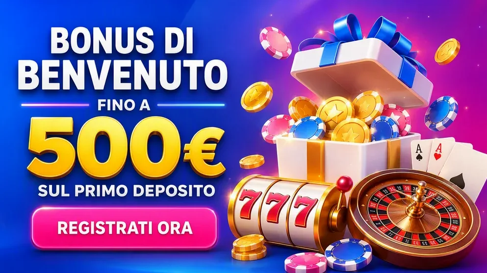 banner con offerta bonus benvenuto fino a 500 euro